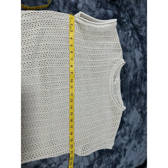 Greige Cream Open Knit Sweater Vest Size M - Picture 5 of 7